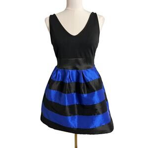 Carolina Williamson Fit & Flare Dress Womens Small Blue Black Party Cocktail